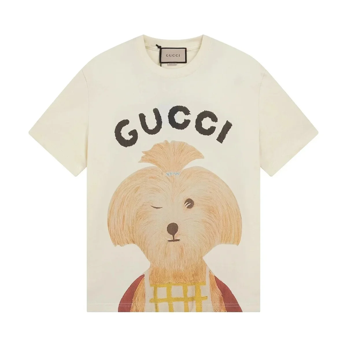 Gucci Gucci Dog Print T-Shirt Cream Cream - 1