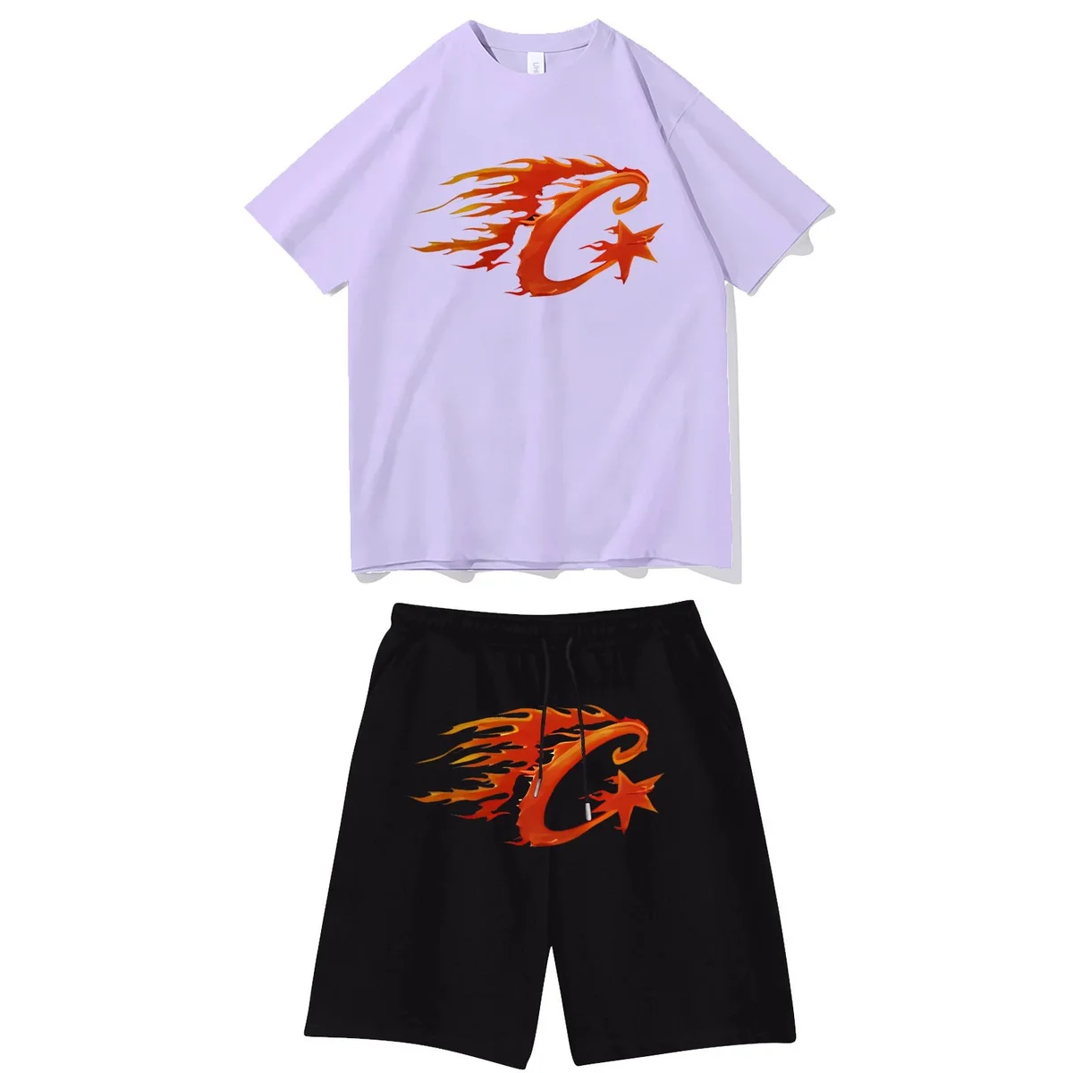 Other Co-ord Set with Flame 'C' Print in Lavender and Black Black - 1