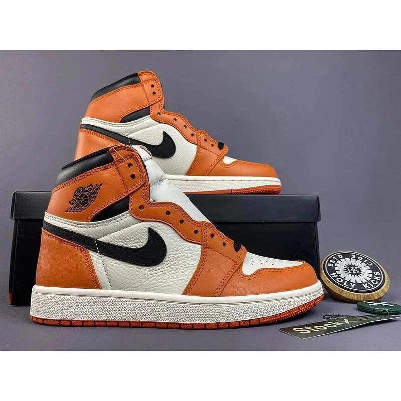 Jordan Nike Air Jordan 1 'Shoe City' Orange High Top Sneakers Orange - 1