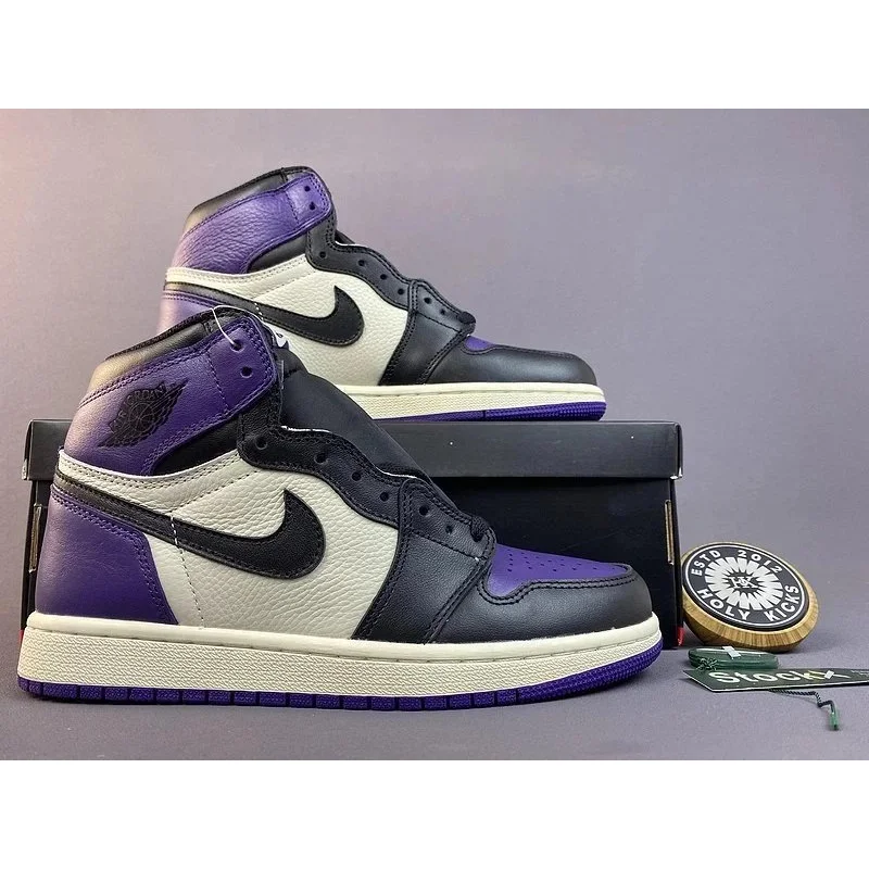Jordan Nike Air Jordan 1 High Court Purple Black White Sneakers Purple - 1