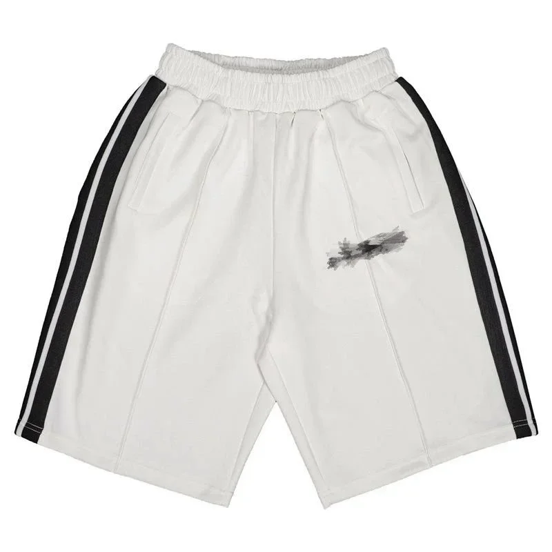 Other White and Black Striped Shorts with Paint Splatter Detail White - 1