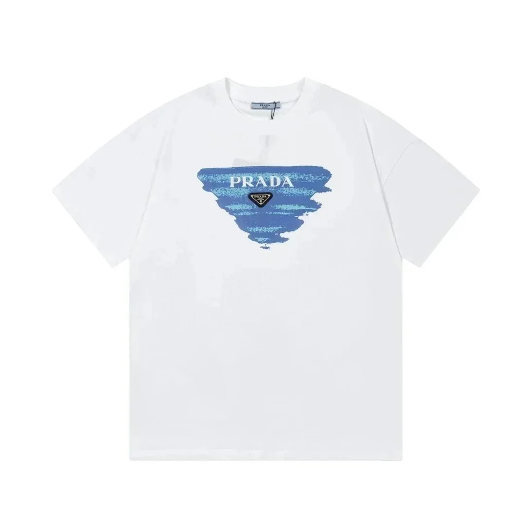 Prada Prada White Blue Logo T-Shirt White - 1