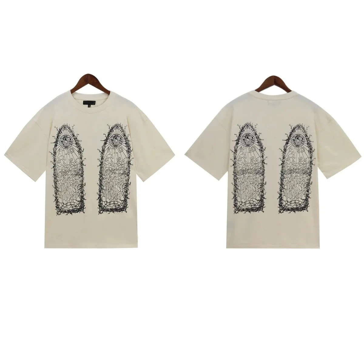 Off-White Off-White T-Shirts with Stained Glass Print Cream - 1