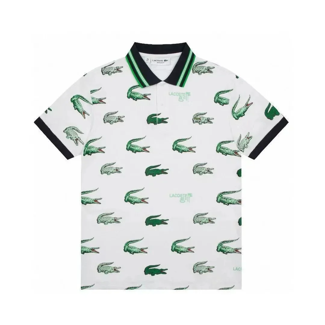 Lacoste Lacoste White Crocodile Print Polo Shirt White - 1
