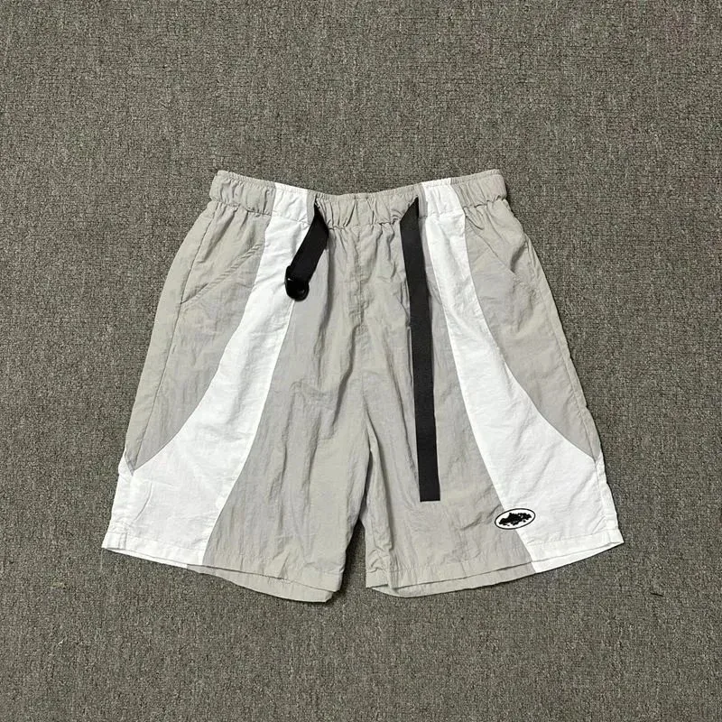 Essentials Light Grey & White Panelled Shorts Grey - 1