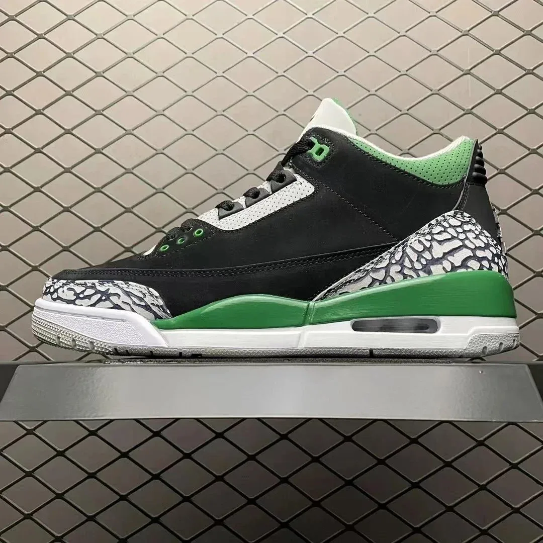 Jordan Nike Air Jordan 3 Black/Green/White Sneakers Black - 1