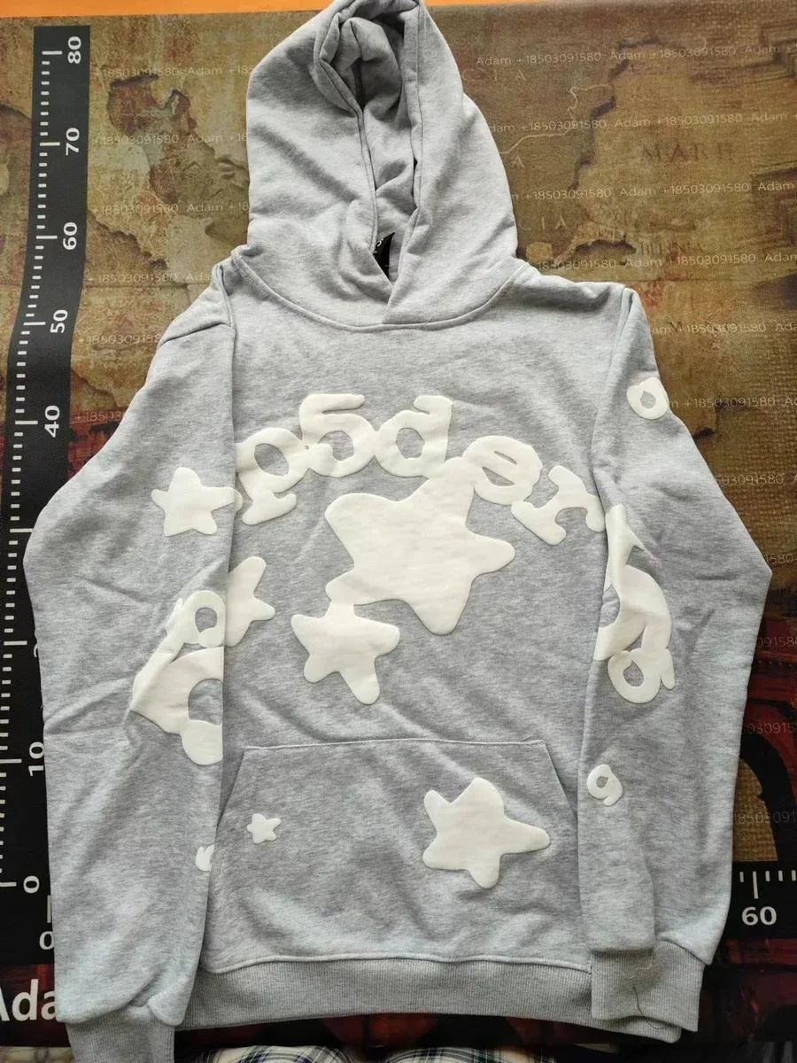 Other Unisex Grey Hoodie with White Star Appliqué Design Grey - 1