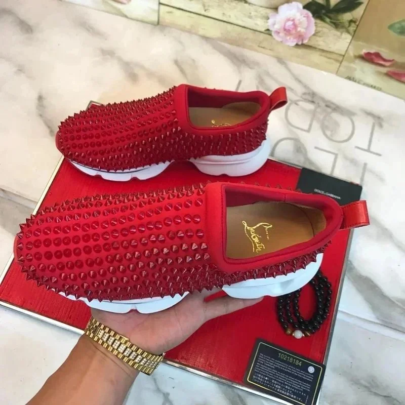 Christian Louboutin Christian Louboutin Red Spike Loafers Red - 1