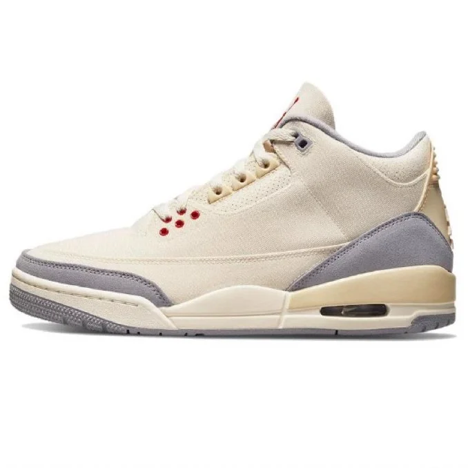 Jordan Nike Air Jordan 3 Sail/University Red Sneakers Cream - 1