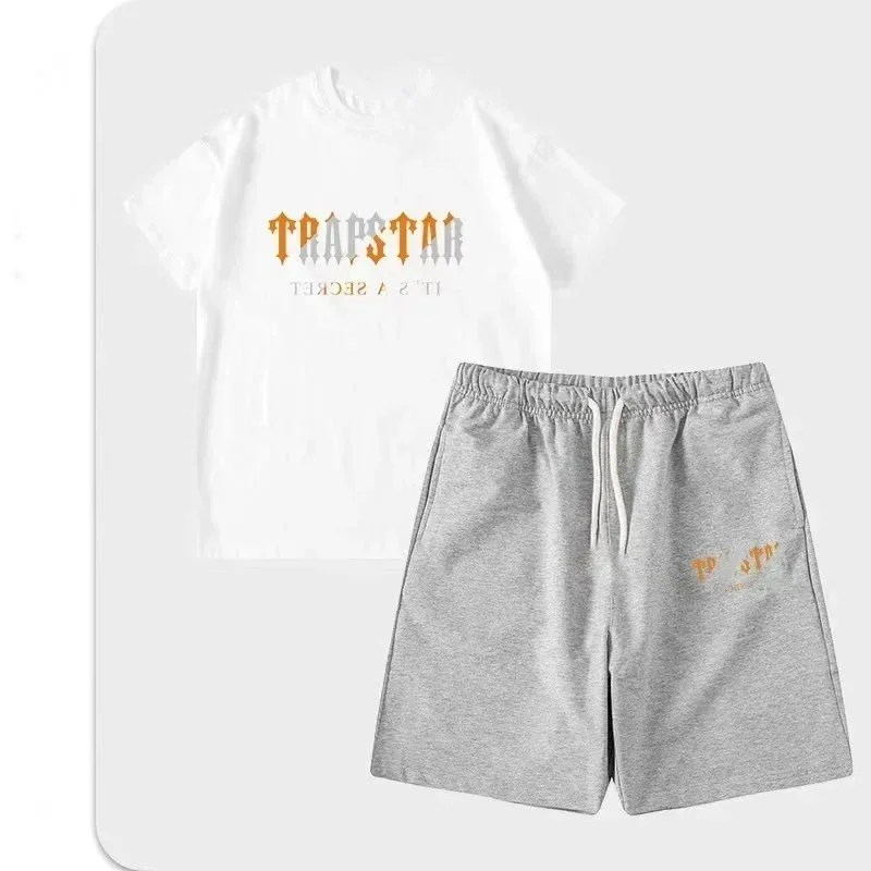 Trapstar Trapstar Co-ord Set: White T-Shirt & Grey Shorts Grey - 1