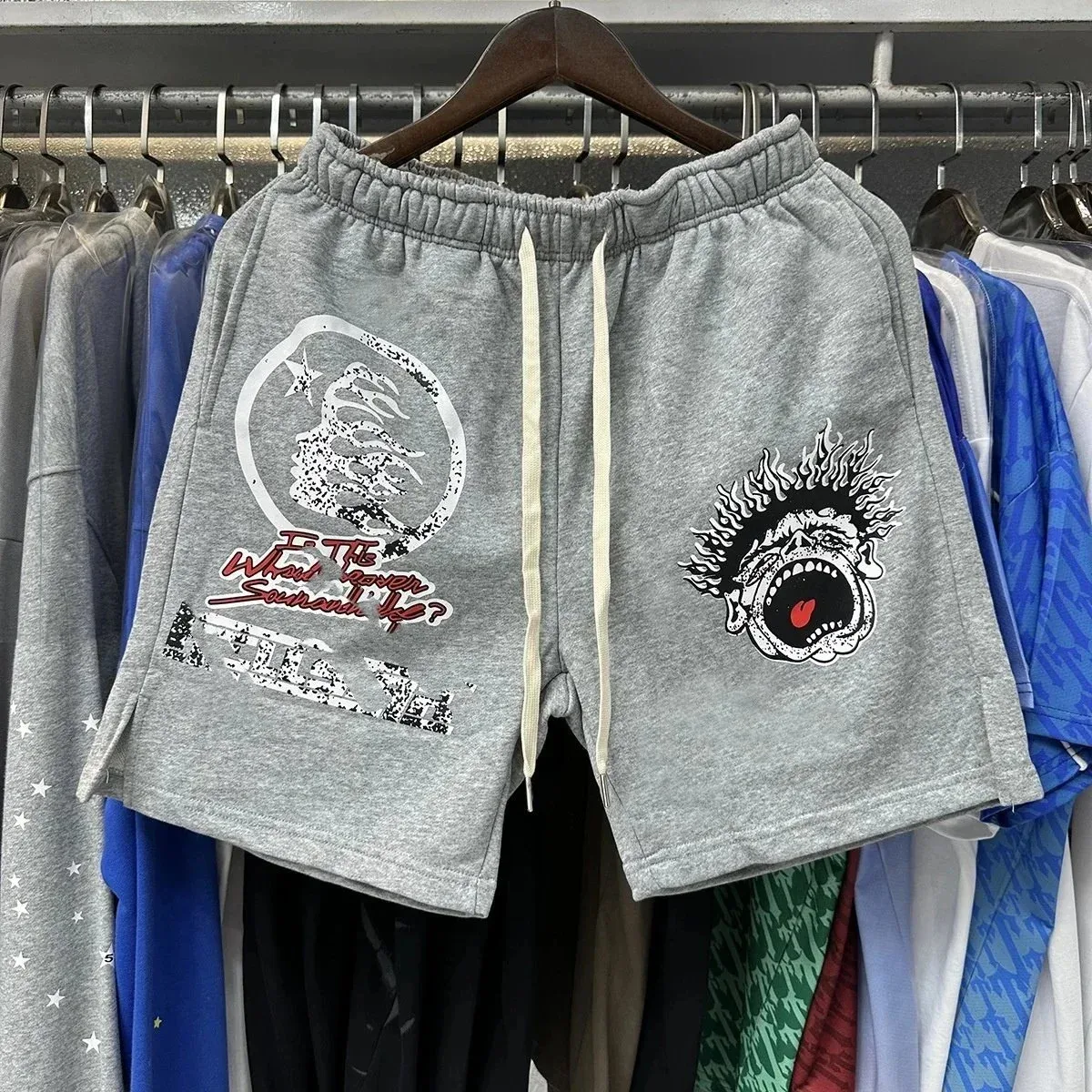 Other Gray Graphic Print Shorts Grey - 1
