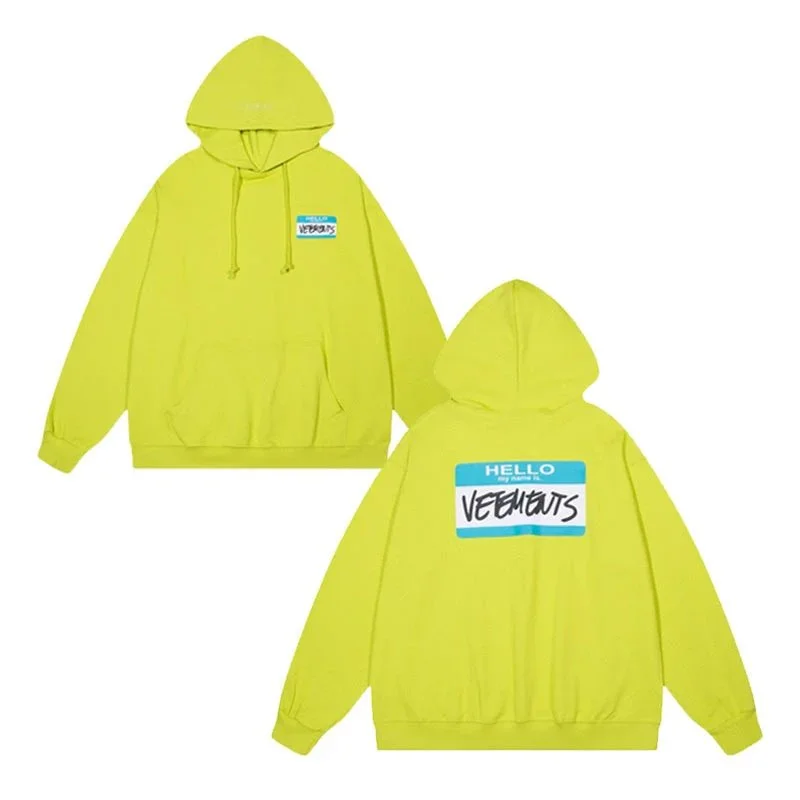 Vetements Vetements Neon Yellow Hoodie with Back Print Yellow - 1