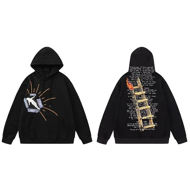 Travis Scott Black Graphic Print Hoodie Sweatshirt Black - 1