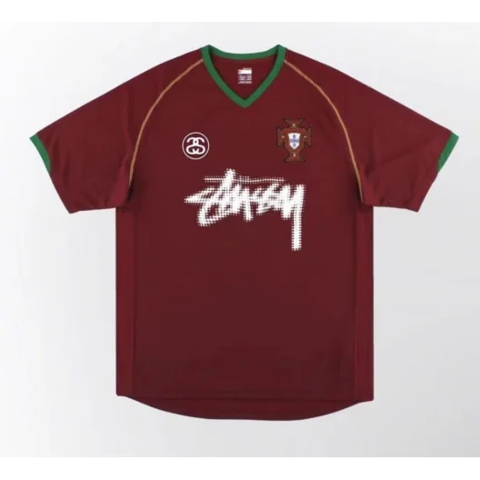 Stussy Stussy Portugal Jersey Red V-Neck Shirt Red - 1