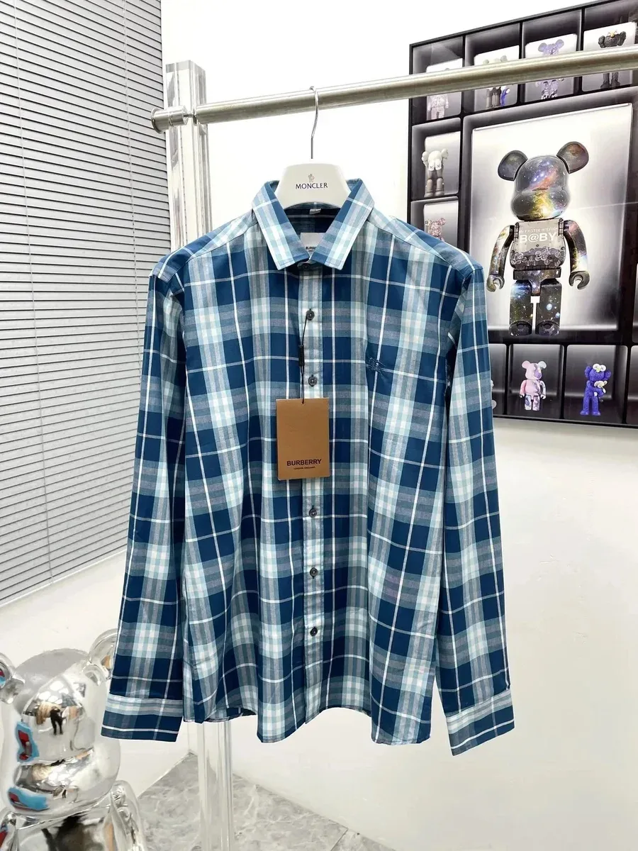 Burberry Burberry Blue & White Plaid Long Sleeve Shirt Blue - 1