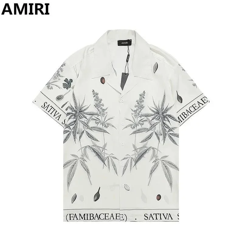 Amiri Amiri Sativa Leaf Print Short Sleeve Shirt White - 1