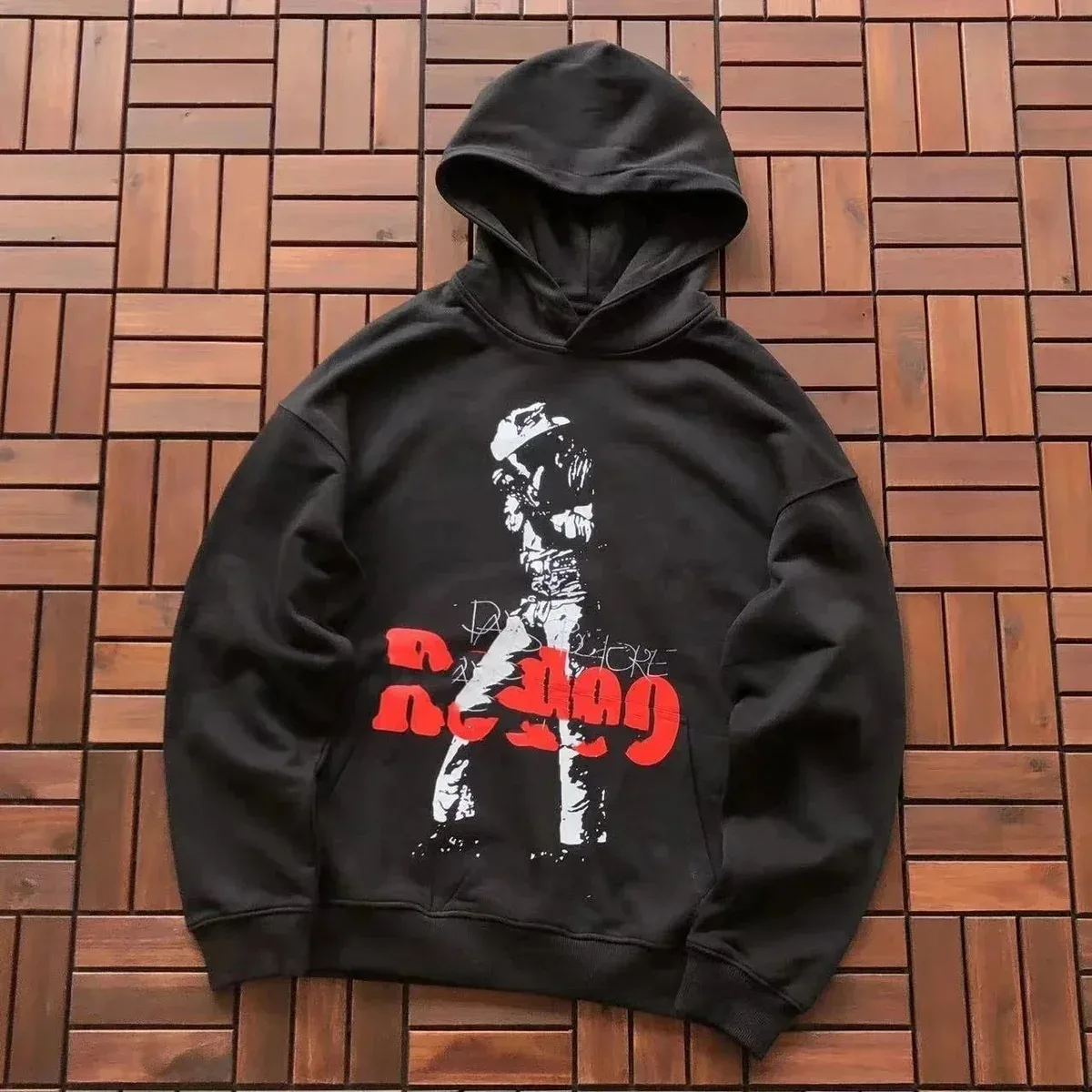 Other Black Graphic Hoodie with Red & White Print Black - 1