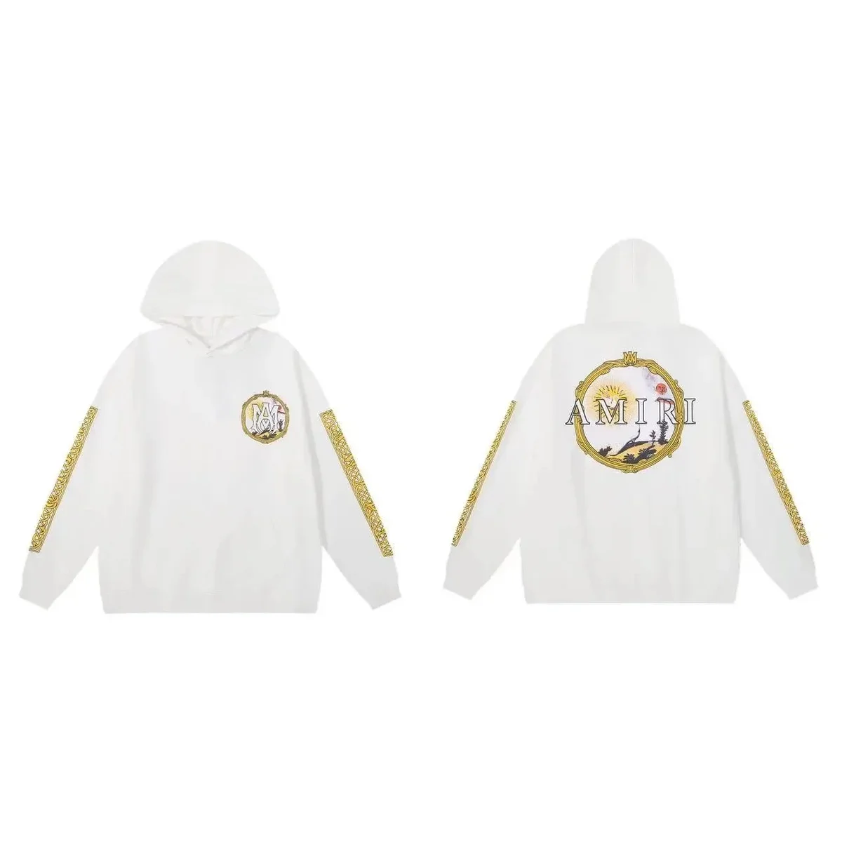 Amiri Amiri White Gold Embroidered Hoodie White - 1