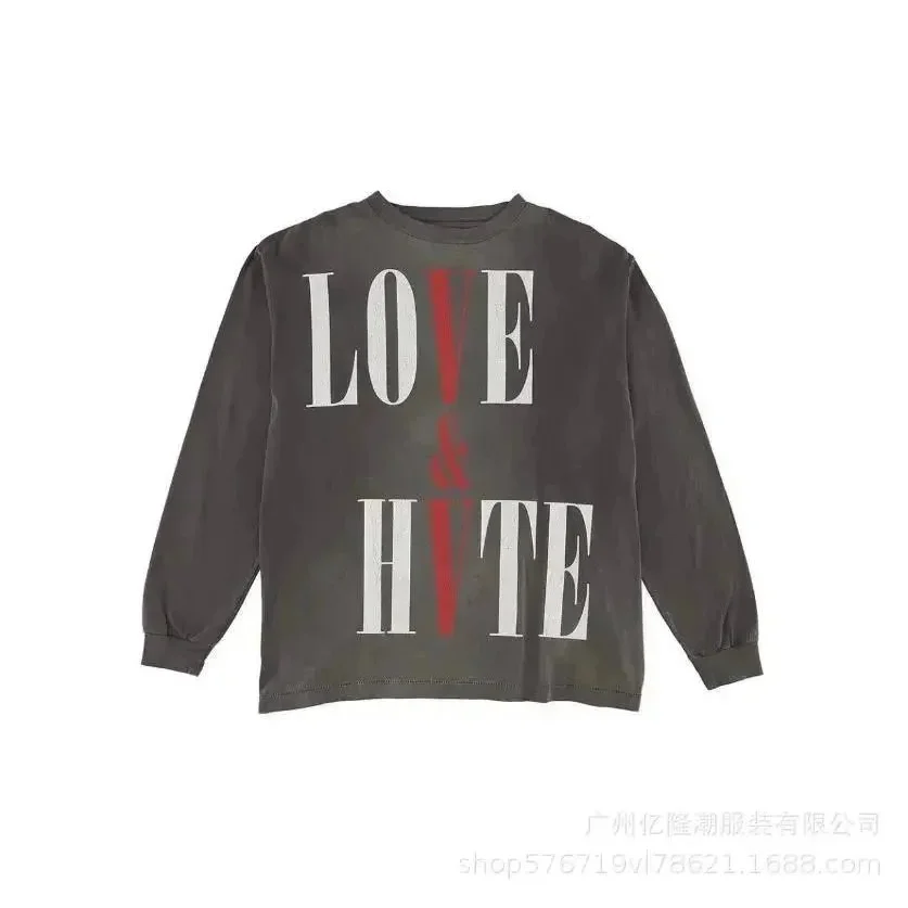 Other Unisex Love & Hate Long Sleeve T-Shirt Grey - 1