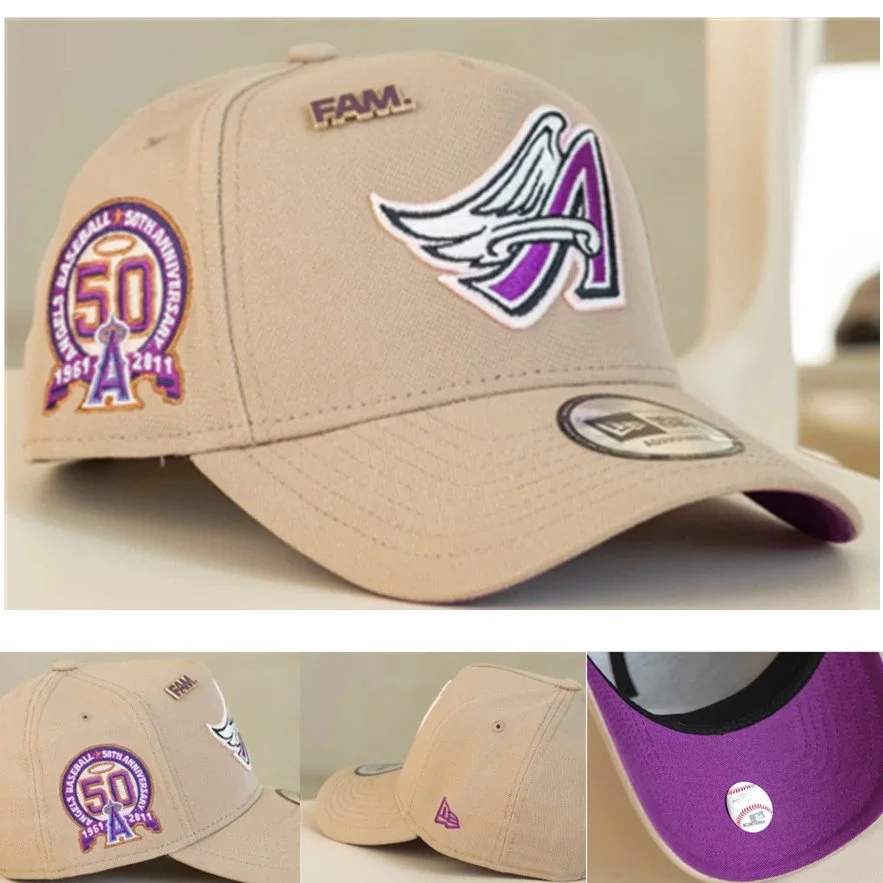 New Era New Era Angels 50th Anniversary Cap Khaki Purple Headwear Beige - 1