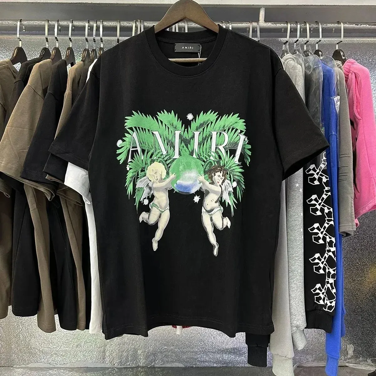 Amiri Amiri Cherub Print Black T-Shirt Black - 1