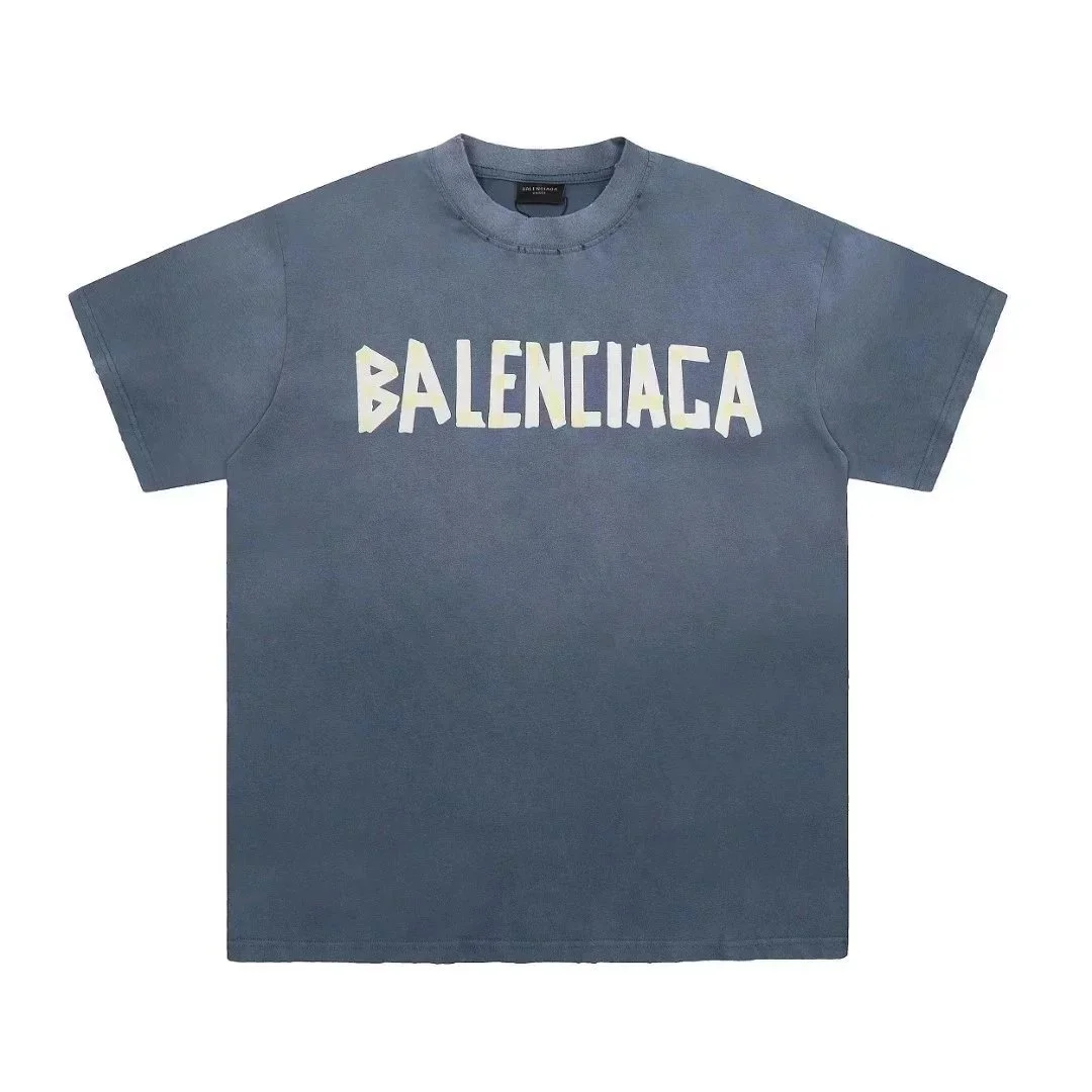 Balenciaga Balenciaga Logo T-Shirt Blue Cotton Blue - 1
