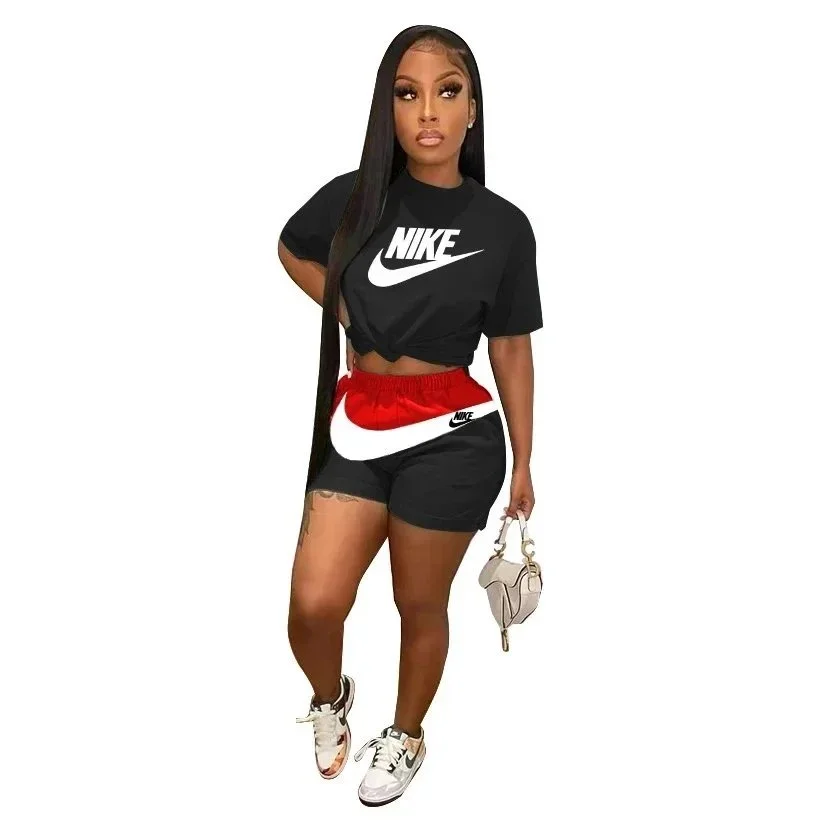 Nike Nike Crop Top & Shorts Set Black/Red Women's Black - 1