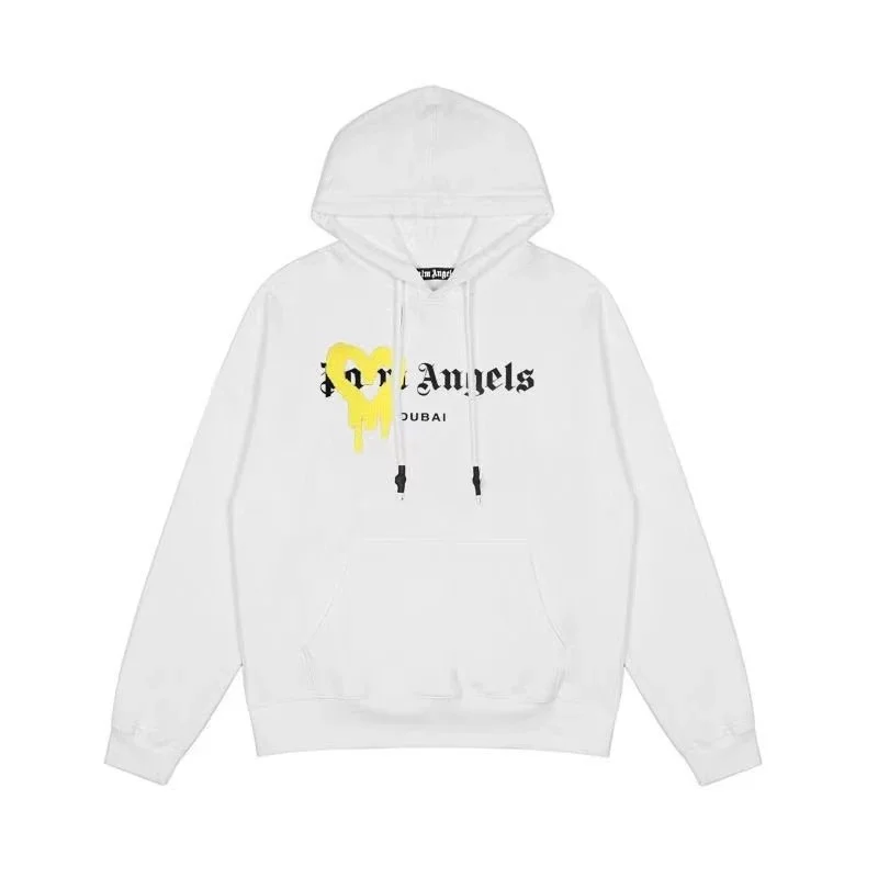 Palm Angels Palm Angels Bear White Hoodie with Yellow Heart Print White - 1