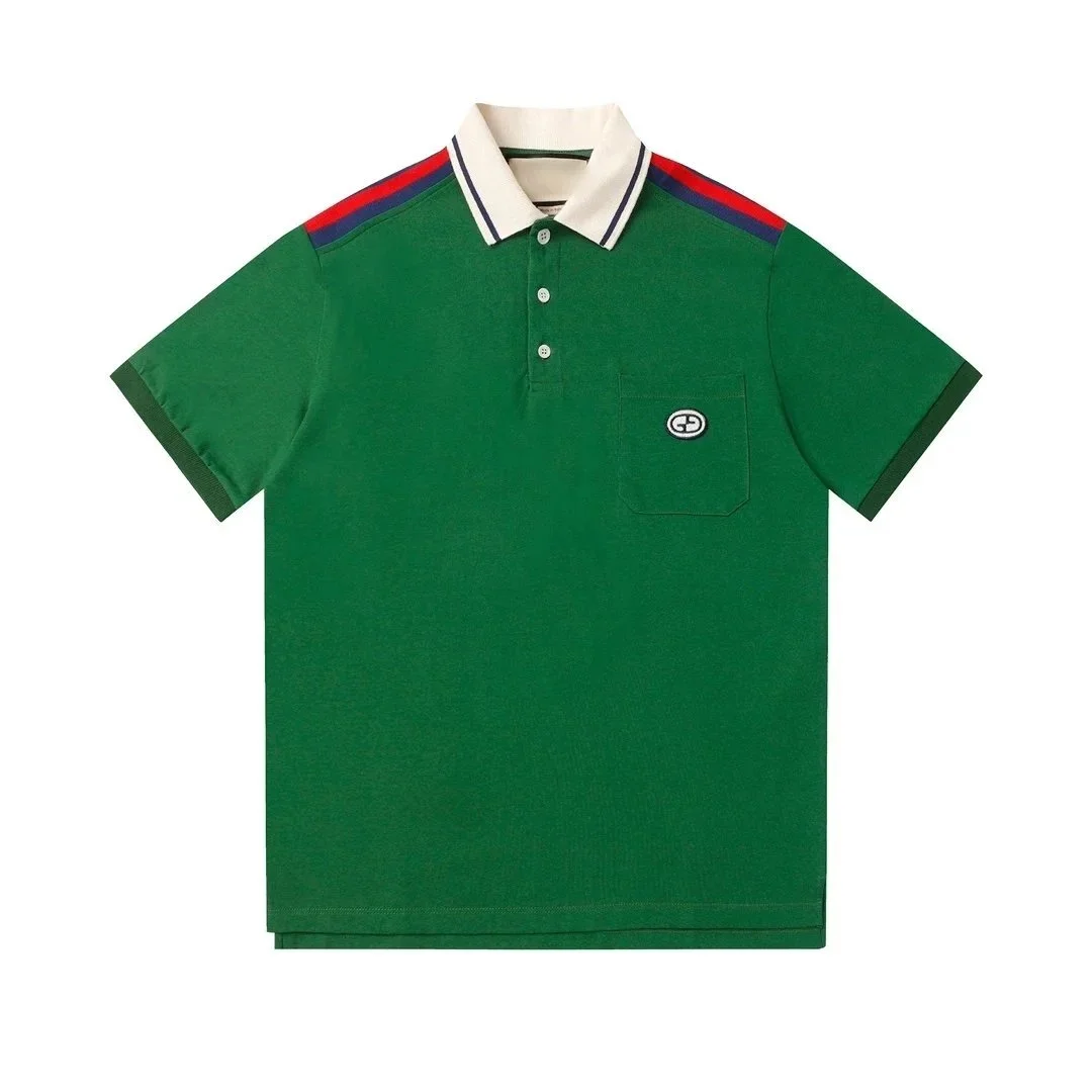 Gucci Gucci Green Polo Shirt with Web Stripe Collar Green - 1