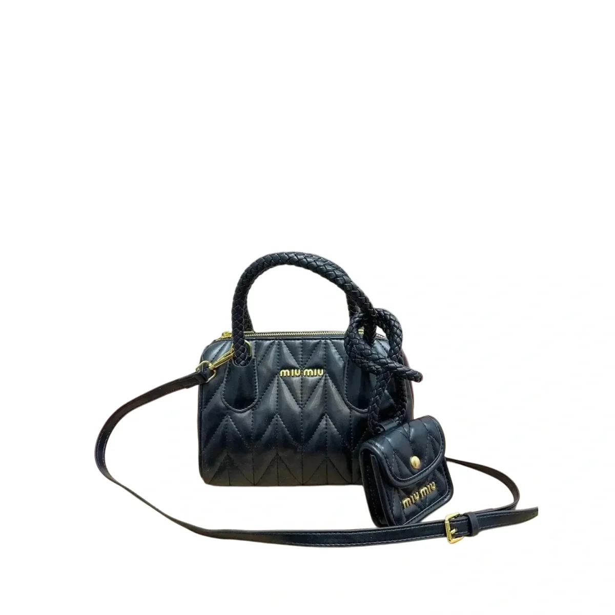 Miu Miu Miu Miu Black Quilted Leather Crossbody Bag Set Black - 1