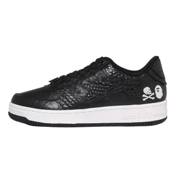 A Bathing Ape A Bathing Ape BAPE STA Black Croc Texture Sneakers Black - 1