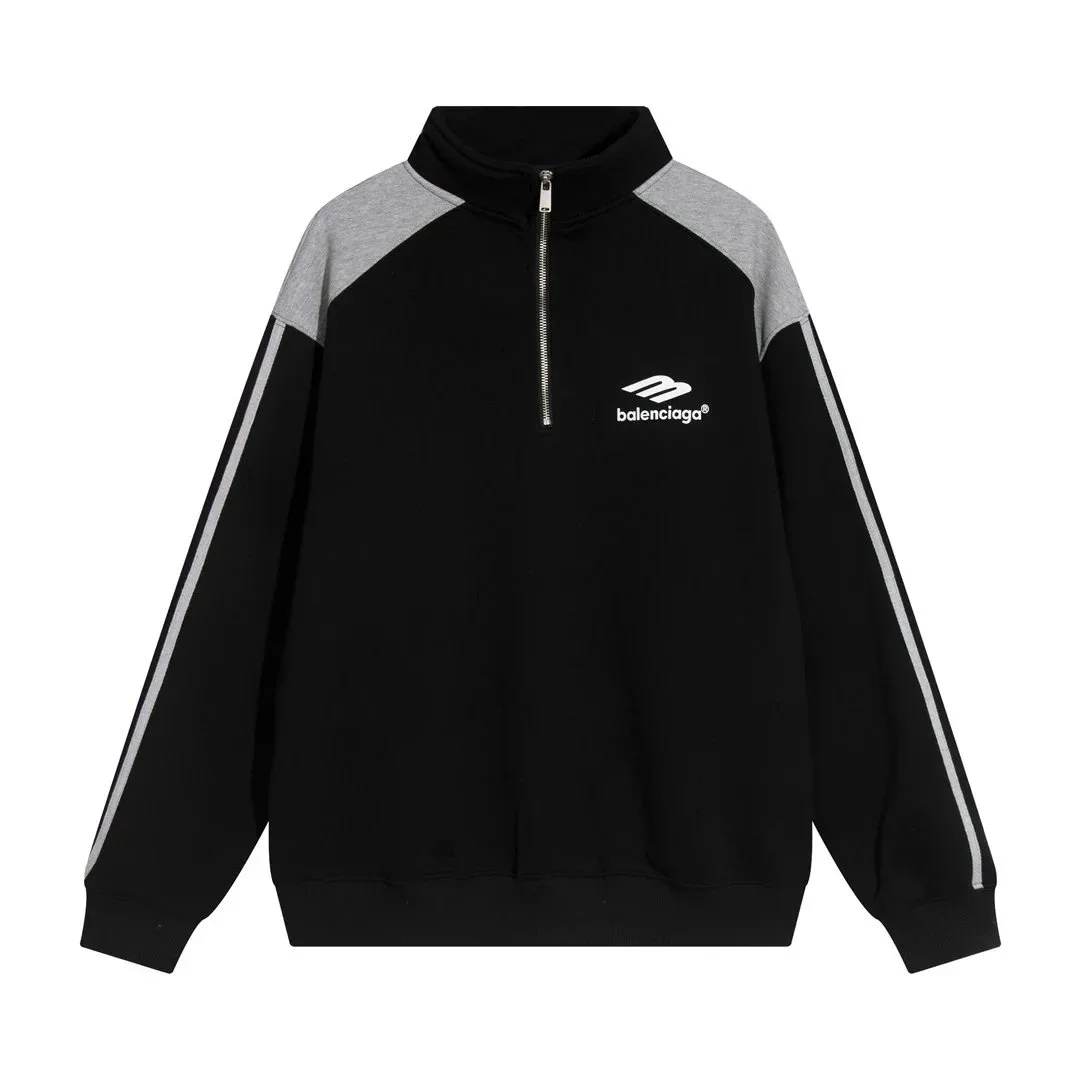 Balenciaga Balenciaga Black & Grey Half-Zip Sweatshirt Black - 1