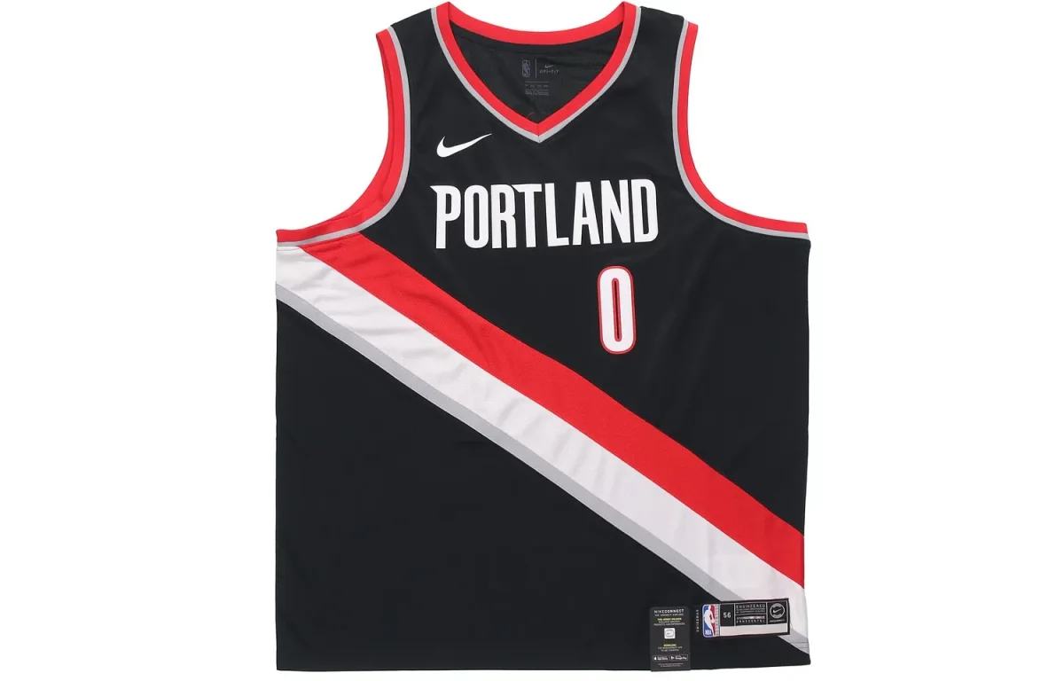 Jordan Nike Portland Trail Blazers Jersey Black Red White Black - 1