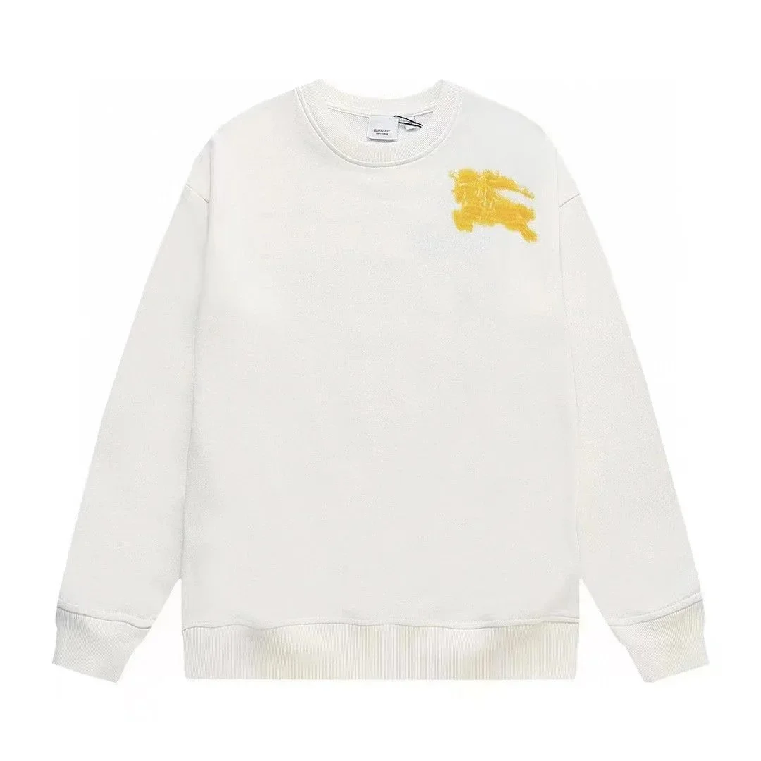 Burberry Burberry White Cotton Sweatshirt with Yellow Equestrian Knight Logo White - 1