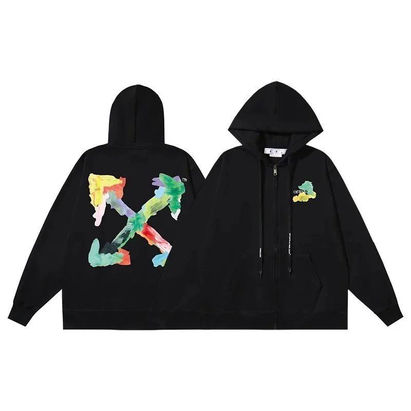 Off-White Off-White Out Of Office Black Paint Splatter Hoodie Black - 1