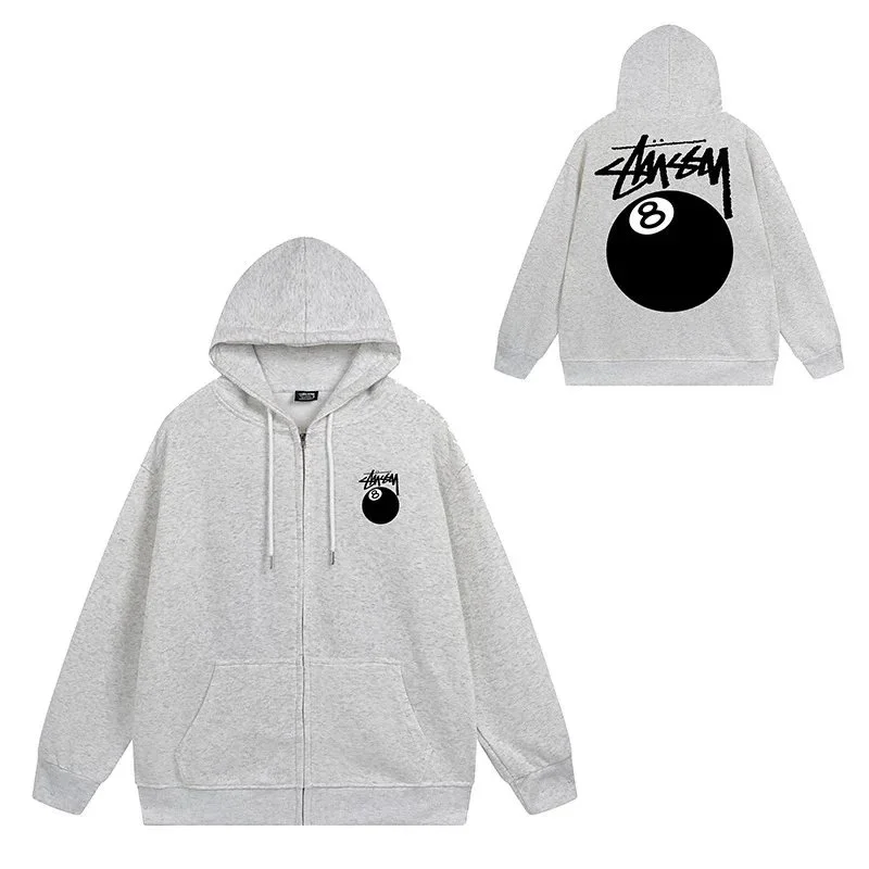 Stussy Stussy 8-Ball Zip-Up Hoodie Grey Grey - 1