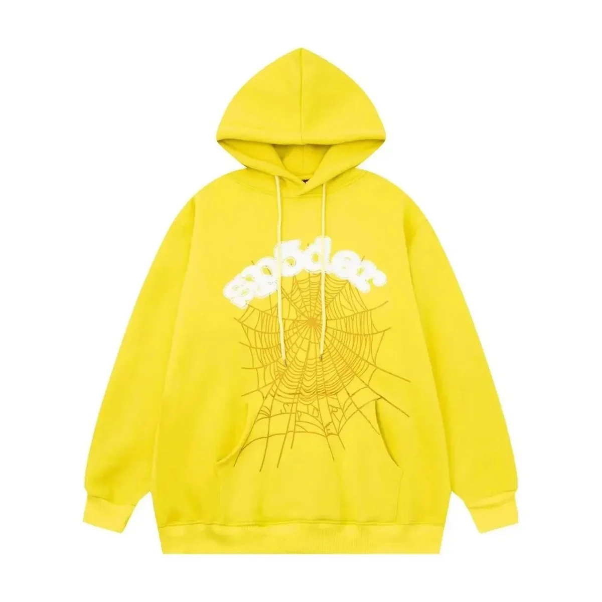 Other Unisex Yellow Spider Web Graphic Hoodie Yellow - 1