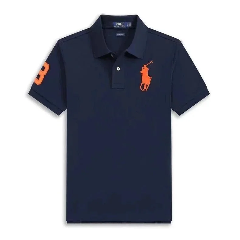 Polo Ralph Lauren Polo Ralph Lauren Classic Logo Navy Orange Polo Shirt Navy - 1