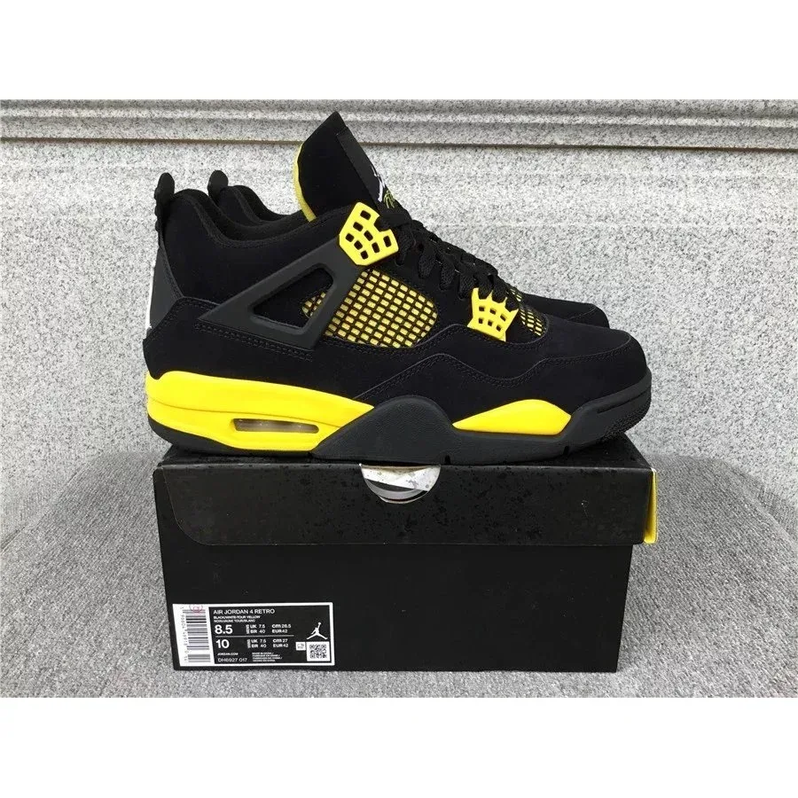 Jordan Nike Air Jordan 4 Black Yellow Sneakers Black - 1