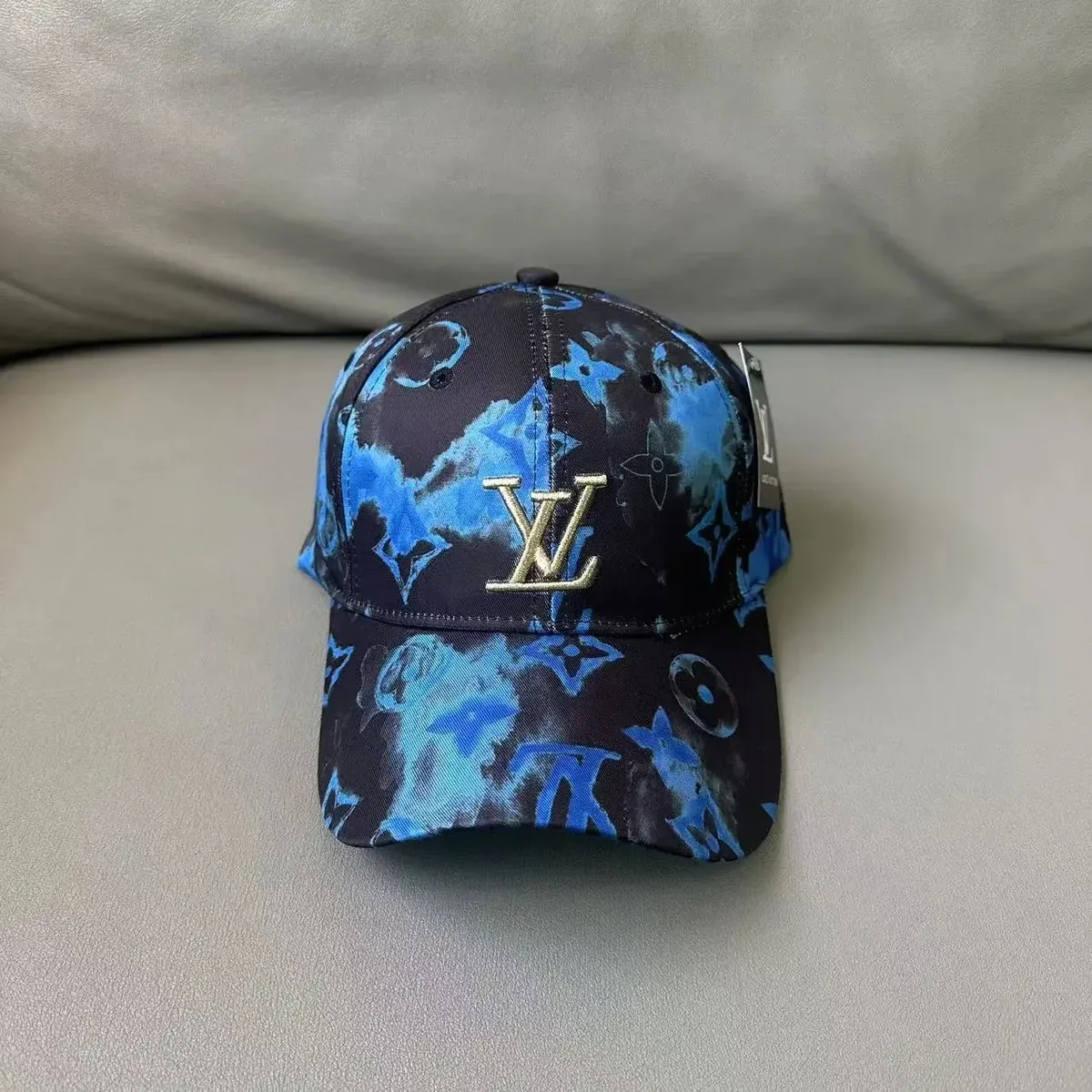 Louis Vuitton Čepice s monogramovým potiskem Modrá Černá Pokrývka hlavy
