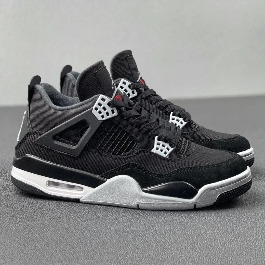 Jordan Nike Air Jordan 4 Black Canvas Sneakers Black - 1