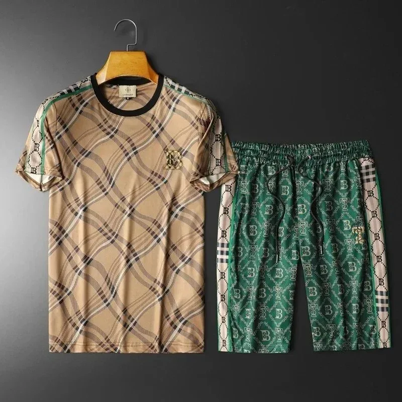 Other Unisex Plaid & Monogram Co-ord Set in Beige/Green Beige - 1