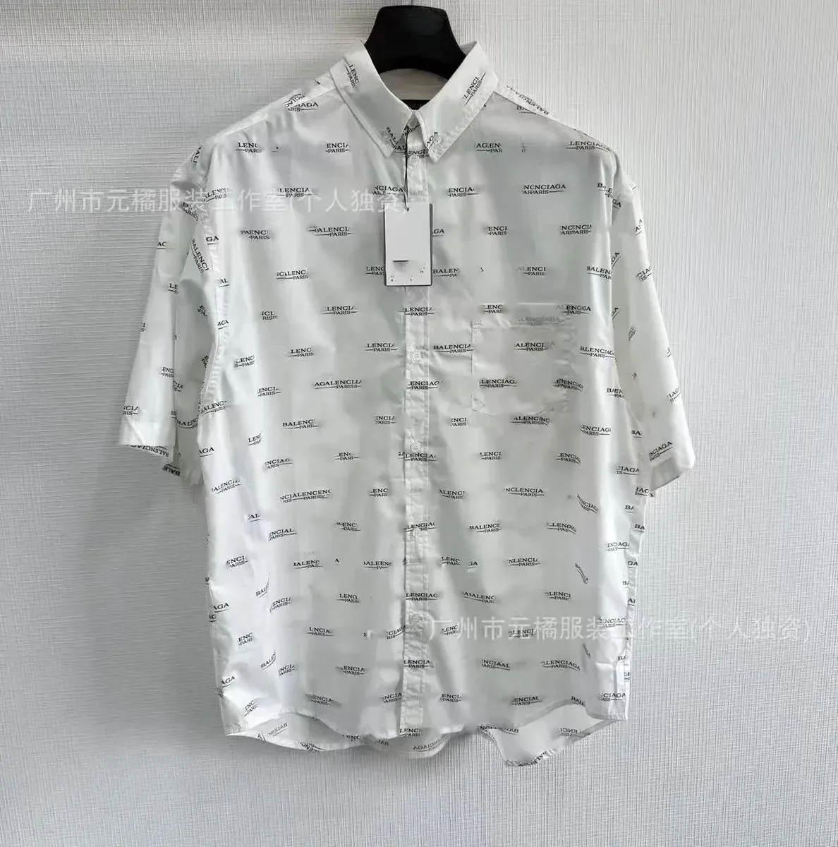 Balenciaga Balenciaga Logo Print Short Sleeve Shirt White White - 1