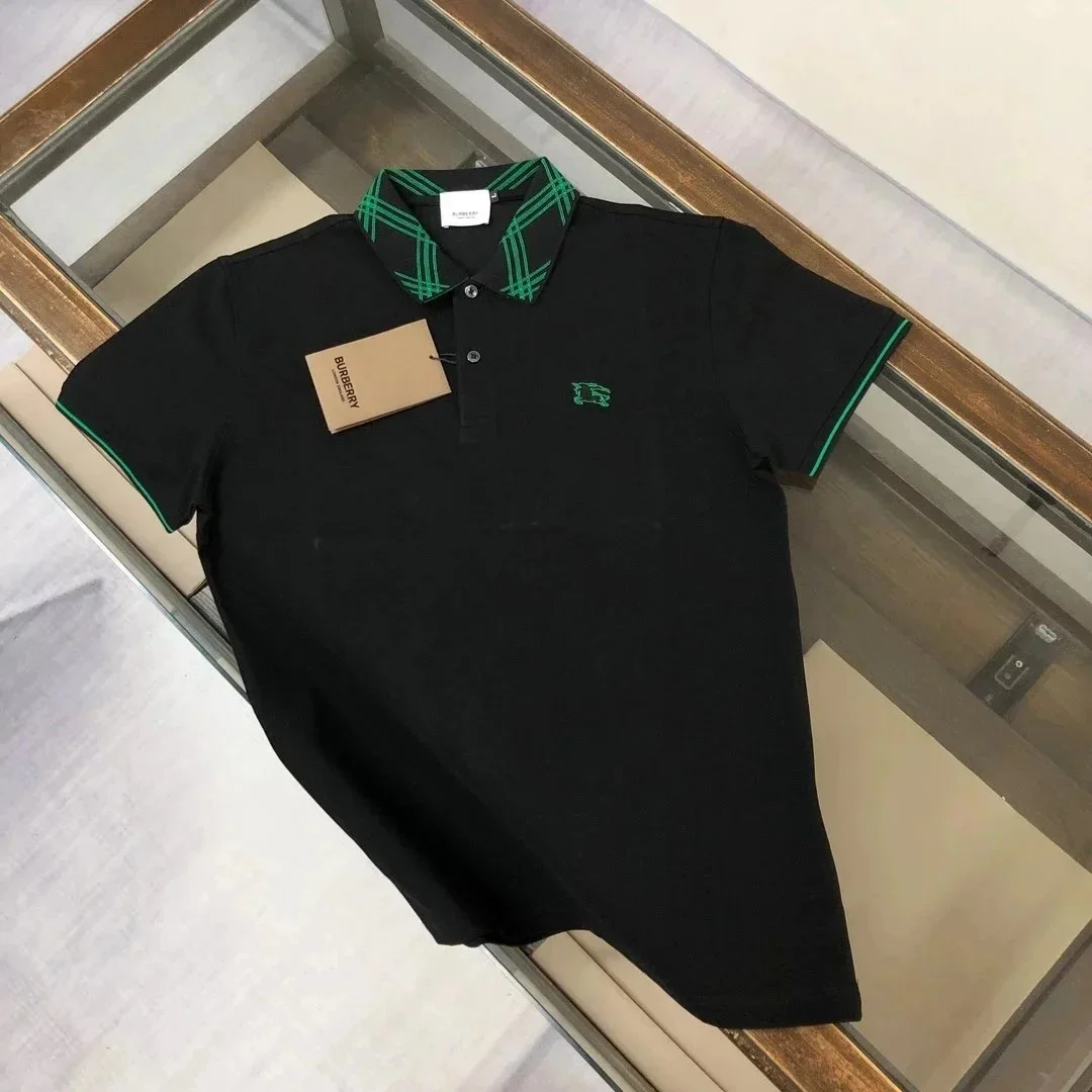 Burberry Burberry Black Green Check Polo Shirt Black - 1
