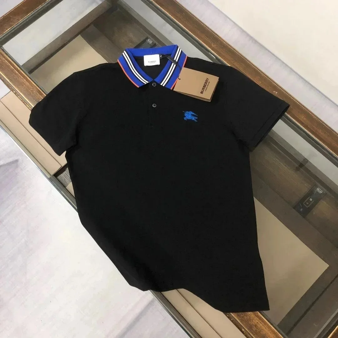 Burberry Burberry Black Polo Shirt with Color-Tipped Collar Black - 1