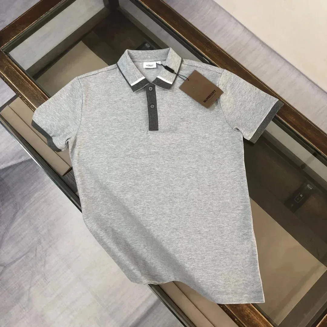 Burberry Burberry Grey Polo Shirt with Contrast Collar Grey - 1