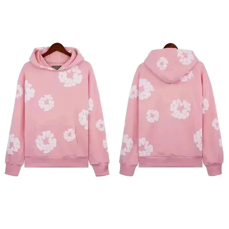 Other Pink Floral Print Hoodie Sweatshirt Pink - 1