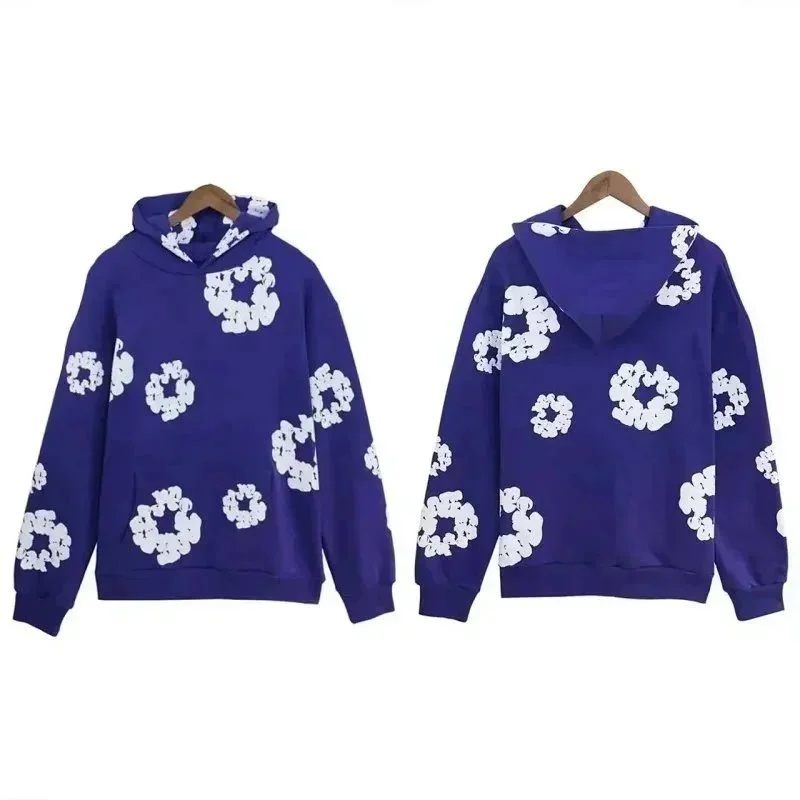 Other Purple Floral Print Hoodie Sweatshirt Purple - 1
