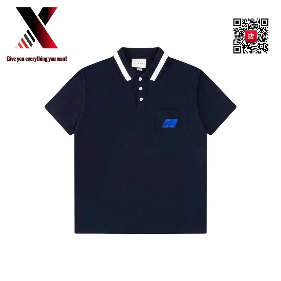 Gucci Gucci Polo Shirt Navy Blue with Blue Logo Navy - 1