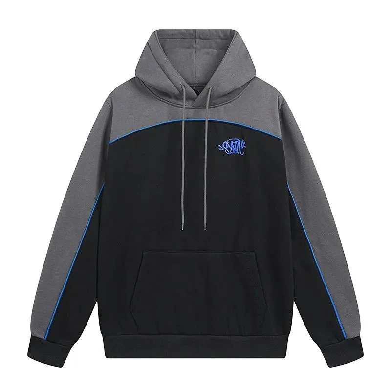 Other Unisex Black and Grey Panel Hoodie with Blue Accents Black - 1